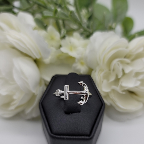 ♥️ SIDEWAY ANCHOR STERLING SILVER RING - Picture 8 of 8